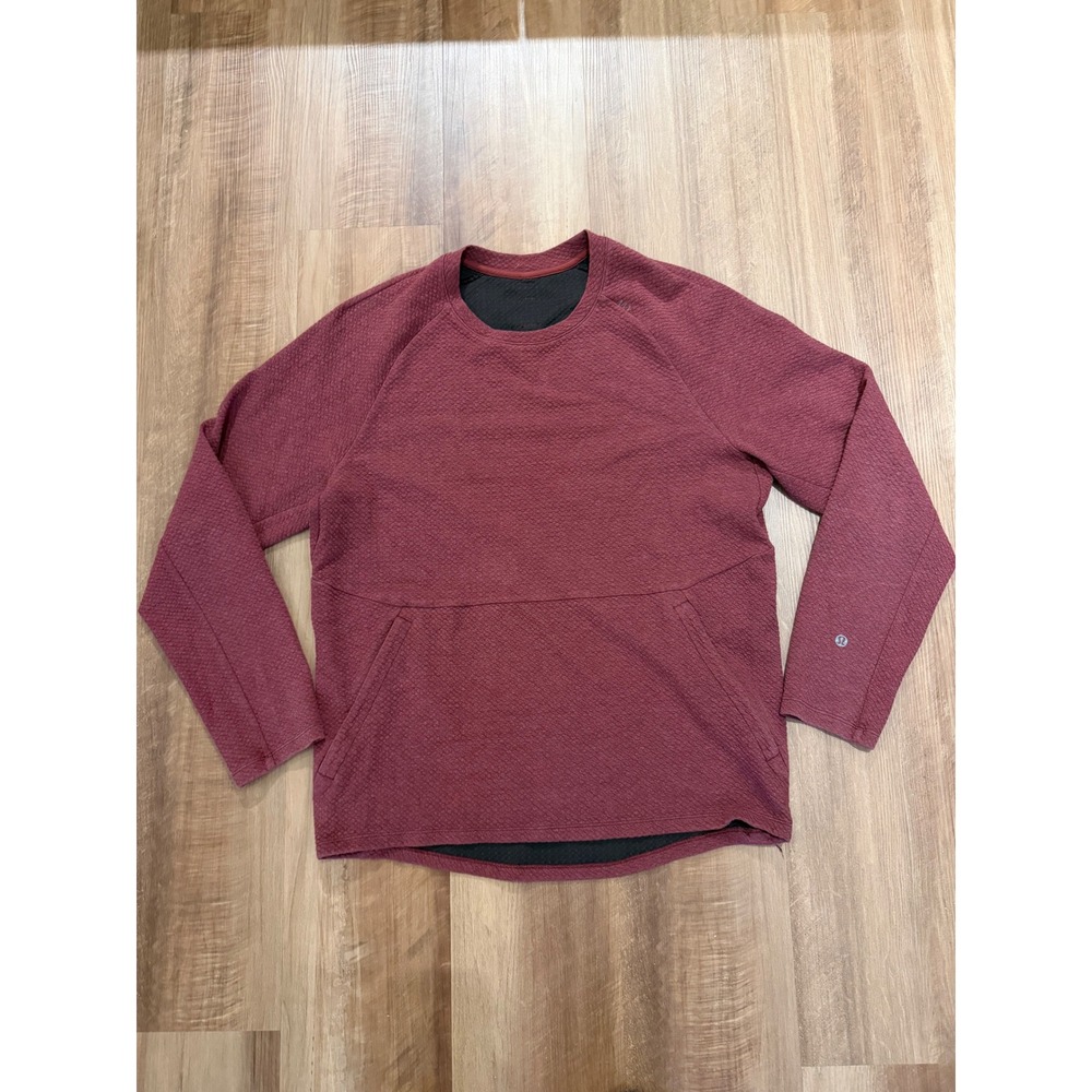 Lululemon Engineered Warmth Crewneck Mens L Burgundy Maroon Textured Pullover